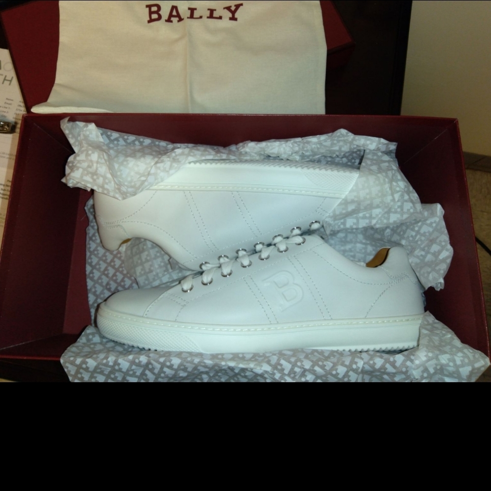 Bally Orivel White Calf Plain Sneakers Size 8